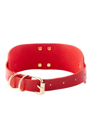 KINKY DIVA HEART LOCK & KEY COLLAR RED/GOLD