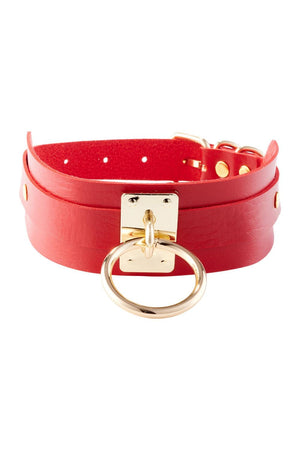 KINKY DIVA O-RING COLLAR RED/GOLD