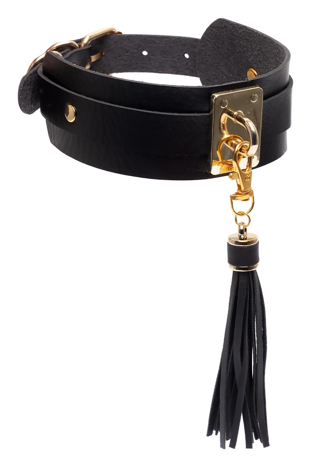 KINKY DIVA TEASING TASSEL COLLAR BLACK/GOLD