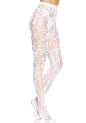 Collant sans couture en dentelle fleurie