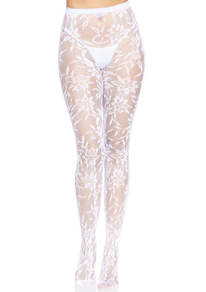 Collant sans couture en dentelle fleurie