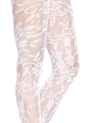 Collant sans couture en dentelle fleurie