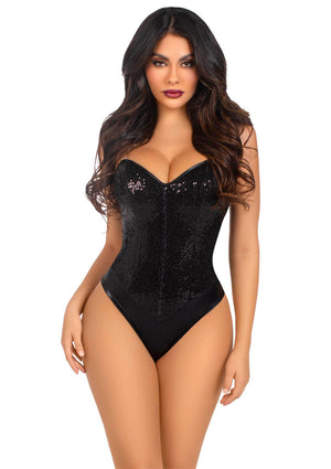 Body à sequins baleiné à entrejambe ouvert