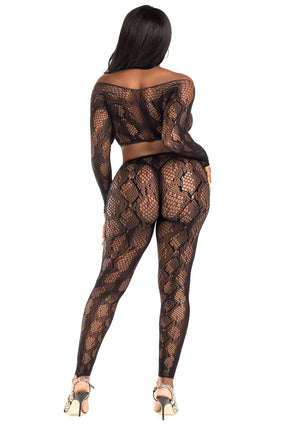 Crop top et collant sans pieds imprimé python
