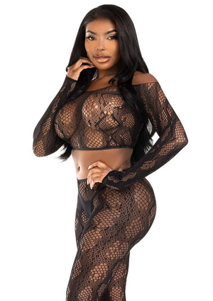 Crop top et collant sans pieds imprimé python