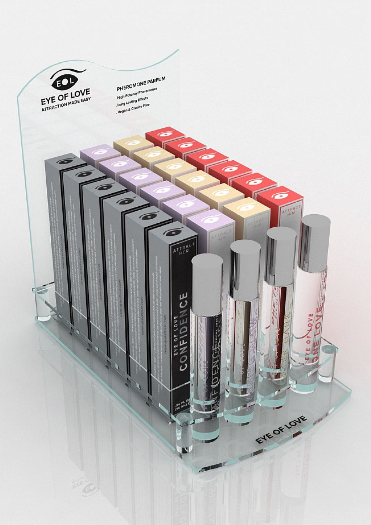 Présentoir de Comptoir Parfums aux Phéromones 4x6 10 ml