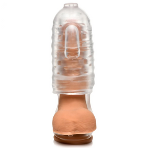 Masturbateur TPE Milker avec sangle à boules - Transparent