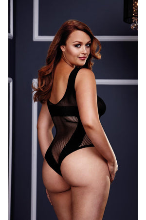 FISHNET JAQUARD V TEDDY BLACK,  QS
