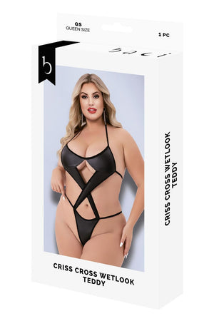CRISS CROSS WETLOOK TEDDY BLACK, QS