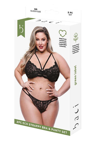 BACI 2 PCS. ECO STRAPPY BRA AND PANTY SET BLACK, QS