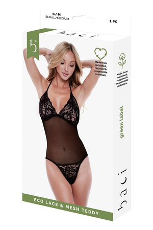 BACI ECO LACE AND MESH TEDDY BLACK, M/L