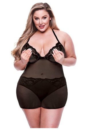 BACI 2 PCS. ECO CHEMISE AND PANTY SET BLACK, QS