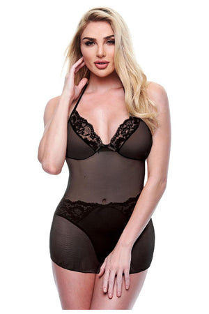 BACI 2 PCS. ECO CHEMISE AND PANTY SET BLACK, S/M