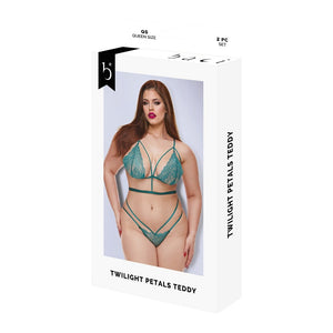 BACI LINGERIE TWILIGHT PETALS TEDDY GREEN, QS