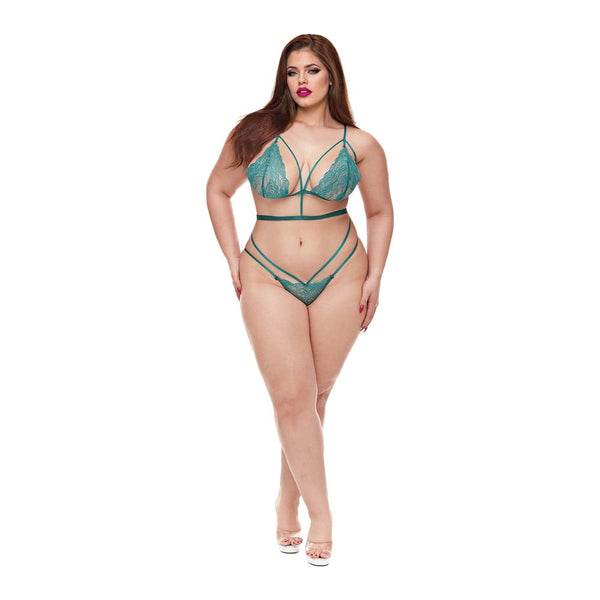 BACI LINGERIE TWILIGHT PETALS TEDDY GREEN, QS