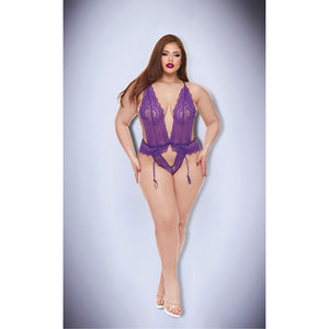 BACI LINGERIE RAVEN RUFFLE BODYSUIT PURPLE, QS
