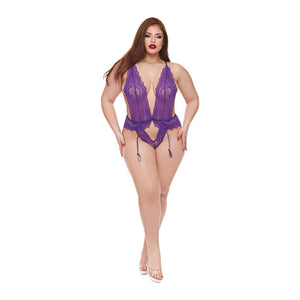 BACI LINGERIE RAVEN RUFFLE BODYSUIT PURPLE, QS