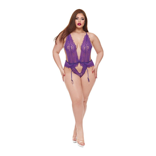 BACI LINGERIE RAVEN RUFFLE BODYSUIT PURPLE, QS
