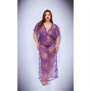 BACI LINGERIE MIDNIGHT DESIRE LACE GOWN PURPLE, QS