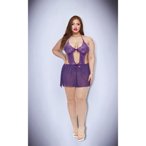 BACI LINGERIE AMETHYST LACE BABYDOLL PURPLE, QS