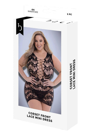 BACI CORSET FRONT LACE MINI DRESS BLACK, QS