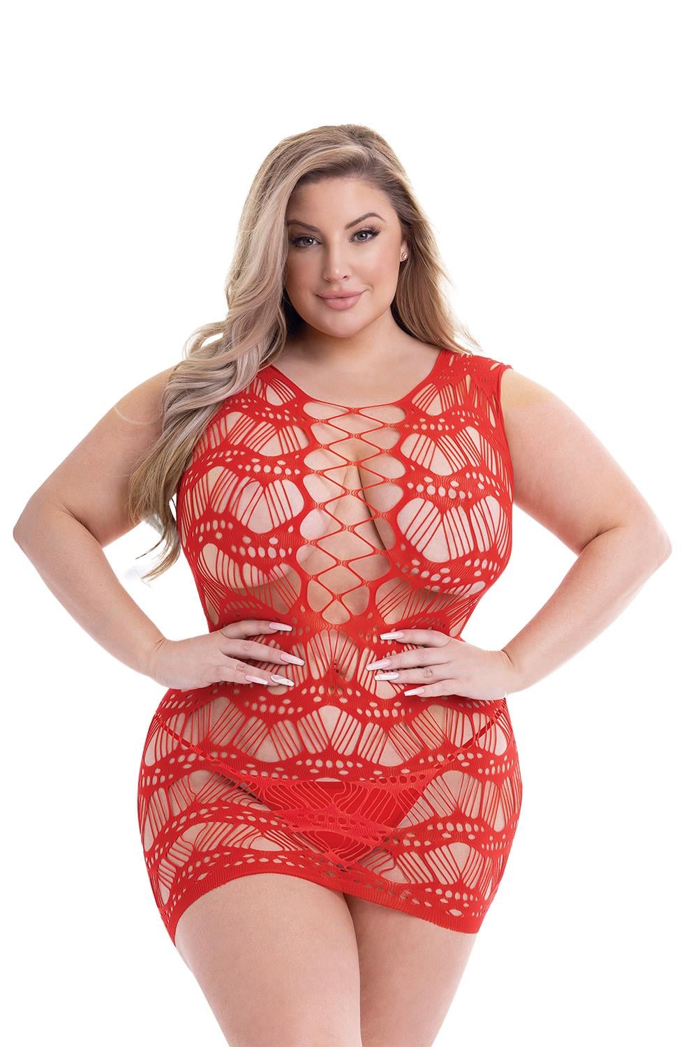 BACI CORSET FRONT LACE MINI DRESS RED, QS