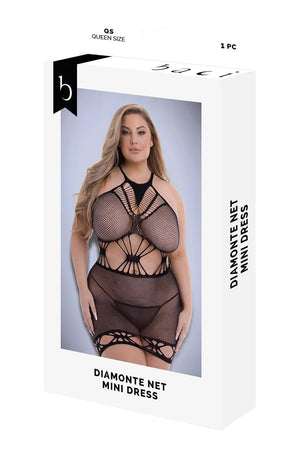 BACI DIAMONTE NET MINI DRESS BLACK, QS