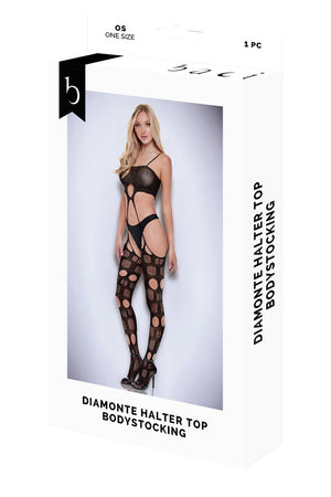 BACI DIAMONTE HALTER TOP BODYSTOCKING BLACK, OS