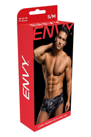ENVY CAMO TRUNKS WITH DOG TAG BLACK, L/XL