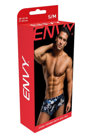ENVY CAMO TRUNKS WITH DOG TAG NAVY, S/M