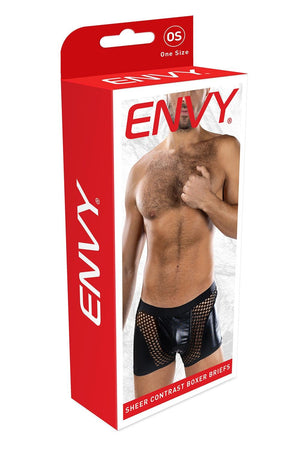 ENVY SHEER CONTRAST BOXER BRIEFS BLACK, OS