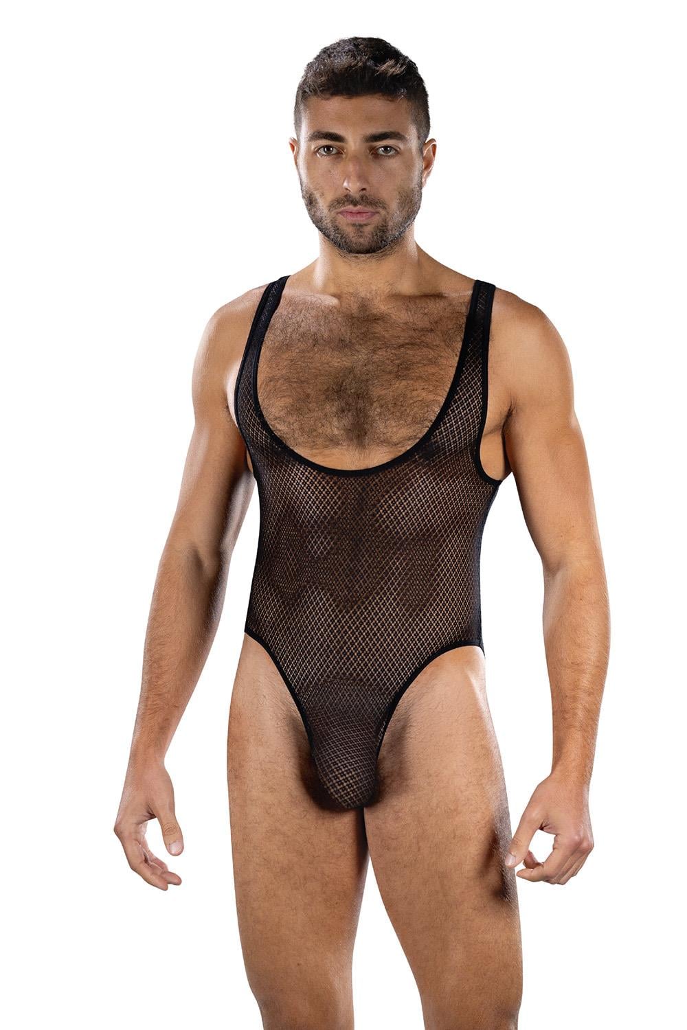 ENVY FIERCE DEEP V MESH BODYSUIT BLACK, OS