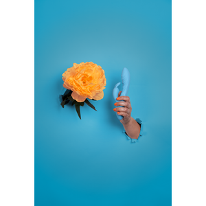 Vibromasseur en silicone ultra doux à nervures - Bleu glaciaire