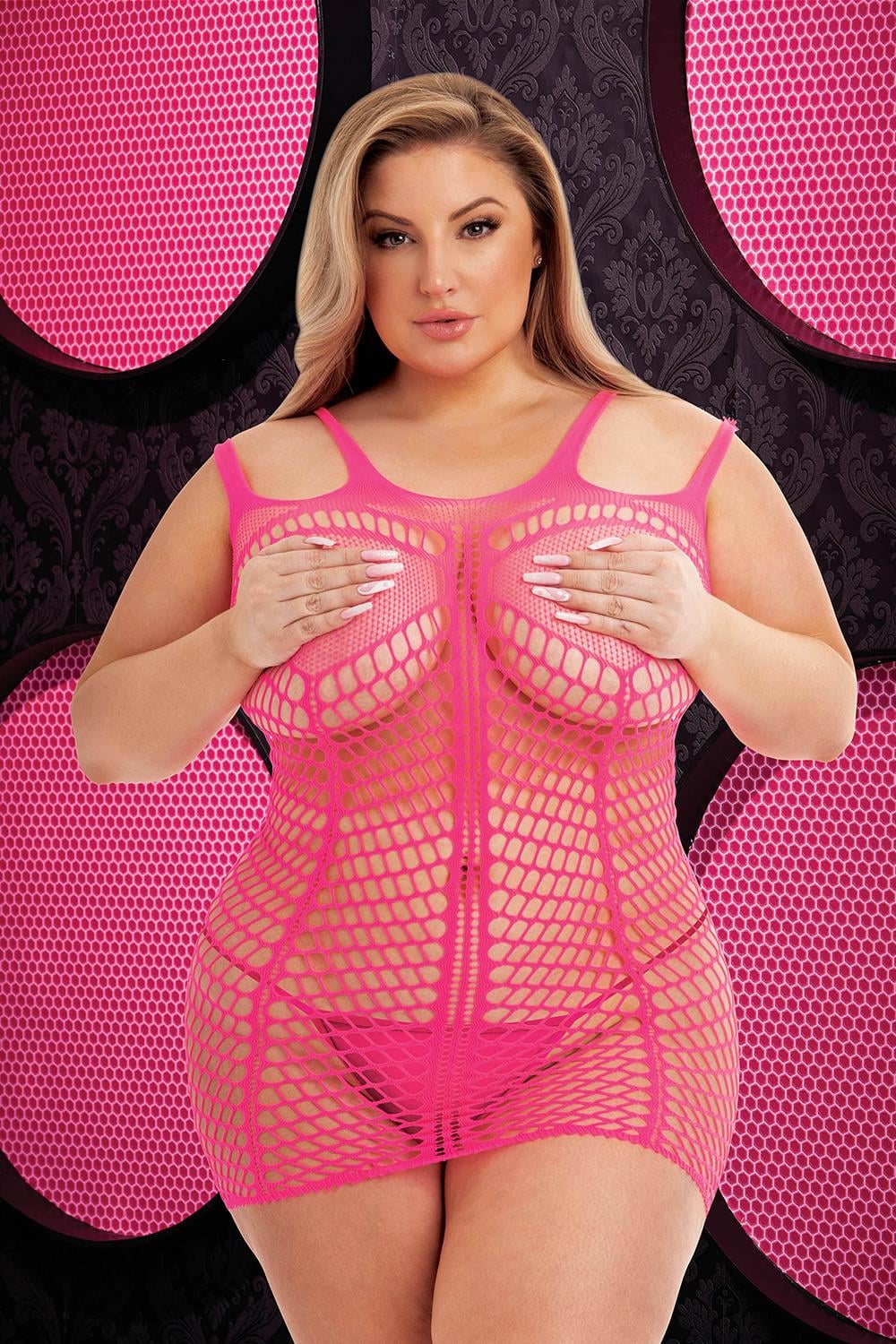 LAPDANCE SHREDDED MINI DRESS PINK, QS