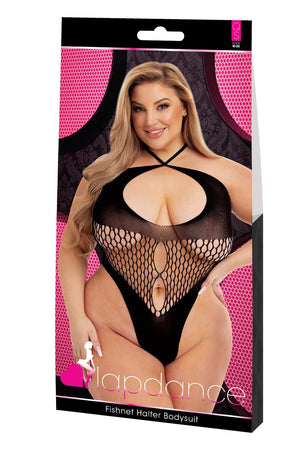 LAPDANCE FISHNET HALTER BODYSUIT BLACK, QS