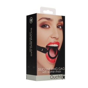 Gag en silicone avec sangles en cuir