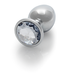 Plug anal en forme de gemme - Grand - Argent/Diamant