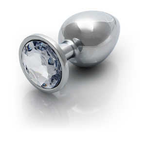 Plug anal en forme de gemme - Grand - Argent/Diamant