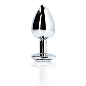 Plug anal en forme de gemme - Grand - Argent/Diamant