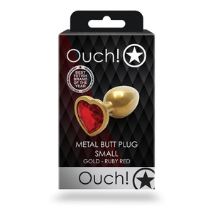 Plug Anal Gemme Cœur - Petit - Or/Rouge Rubis