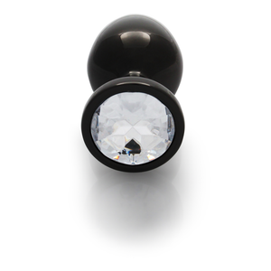 Plug anal gemme rond - Moyen - Gunmetal/Diamond