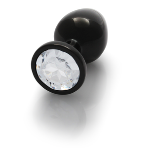 Plug anal gemme rond - Moyen - Gunmetal/Diamond