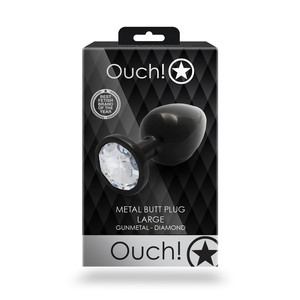 Plug anal en forme de gemme - Grand - Gunmetal/Diamond