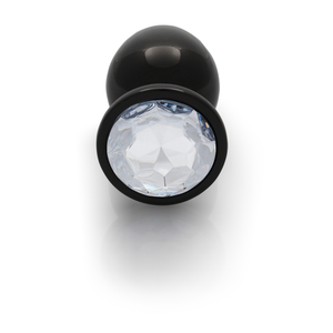 Plug anal en forme de gemme - Grand - Gunmetal/Diamond