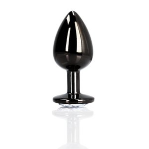 Plug anal en forme de gemme - Grand - Gunmetal/Diamond
