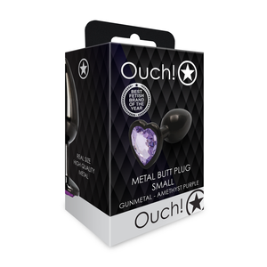 Plug anal en forme de cœur - Petit - Gunmetal/Violet Améthyste