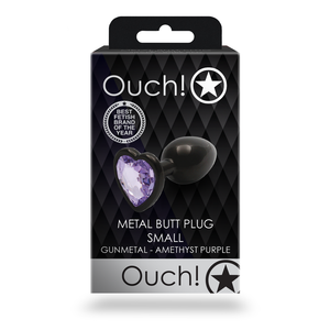 Plug anal en forme de cœur - Petit - Gunmetal/Violet Améthyste