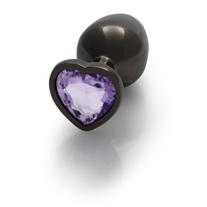 Plug anal en forme de cœur - Moyen - Gunmetal/Violet Améthyste