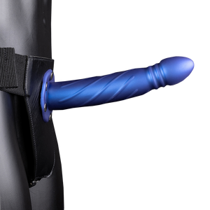 Strap-On Creux Torsadé - 8 / 20 cm - Bleu Métallique