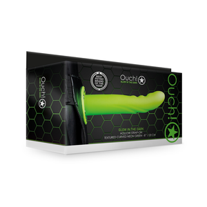 Gode Ceinture Texturé Courbé Luminescent dans le Noir - 8 / 20 cm - Vert Néon